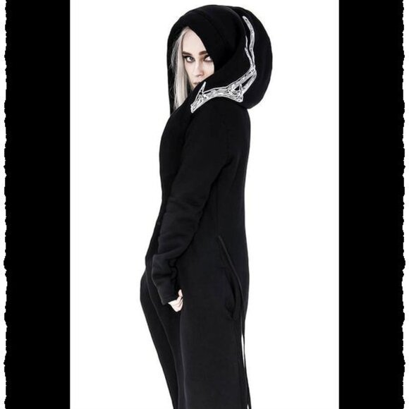 New Warm Black oversized "Into the Wild" Hoodie coat with pockets - Picture 9 of 11